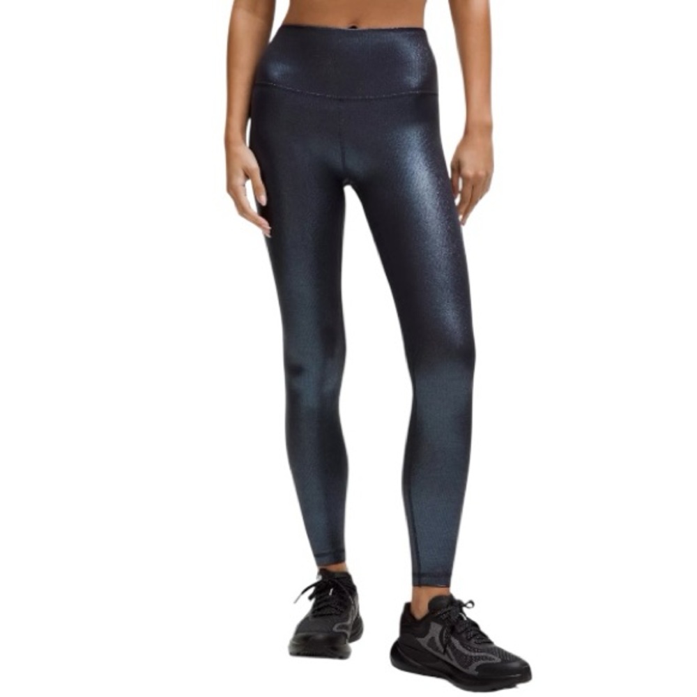 Lululemon Align High-Rise Ribbed 28” Pant “Shine” size 2 Foil Print Black Night